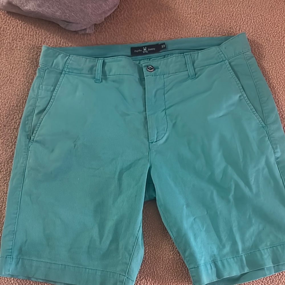 Psycho Bunny Green Flat Front Shorts